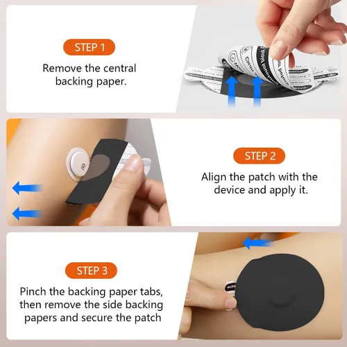 Vista 4 de Cubiertas de sensor para Libre 3 impermeables - 20 piezas de parches adhesivos para Libre 3, con pestaña de fácil desprendimiento y respaldo 14#