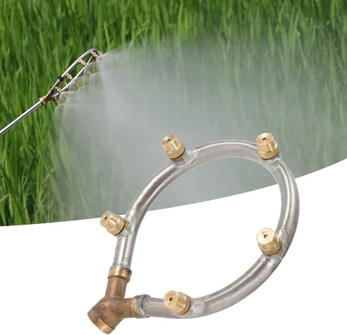 Vista 4 de Boquilla atomizadora, rosca hembra G1/4 pulgadas, 5 cabezales, riego circular ajustable, nebulización, para riego de jardín