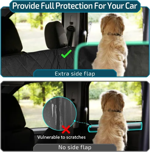 Vista 6 de Veckle SUV Cargo Liner para perros - Funda para maletero con protector de solapa para parachoques Waterproof Pet Cargo Cover with Side Flaps, Dog