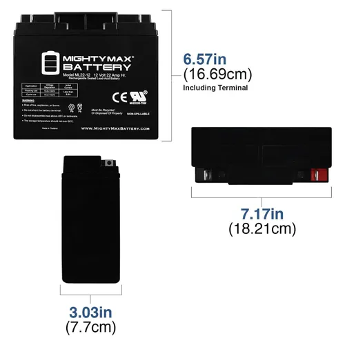 Vista 2 de Mighty Max Battery ML22-12 - Batería SLA de 12 voltios y 22 Ah - Paquete de 4