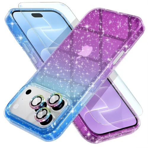 Vista 11 de Choiche, funda para iPhone 14 de mujer, brillante, protección de grado militar, 2 cubiertas de lentes de cámara Diamond, 2 protectores de vidrio