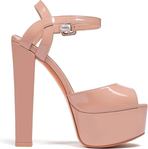 Vista 4 de Eldof Sandalias de plataforma para mujer, tacón alto, con correa de tobillo de 6 pulgadas, puntera abierta, tacones, vestido de fiesta, zapatos