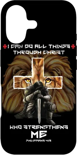 Vista 12 de Fundas para iPhone 11 Christian Phone Cases Men Bible Verse Philippians 4:13 Lion Case