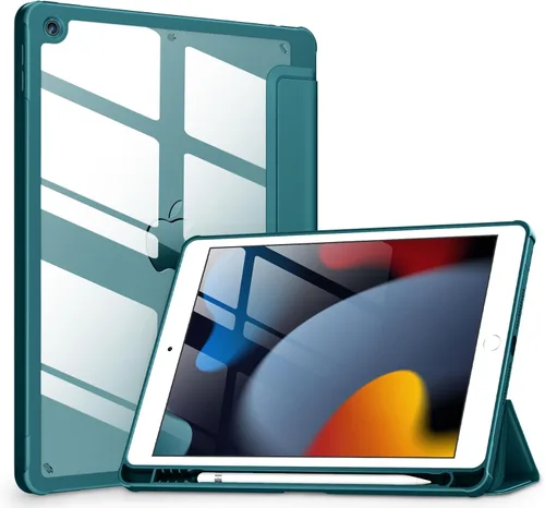 Vista 13 de VIKESI Funda para iPad de 9ª / 8ª / 7ª generación de 10.2 pulgadas (versión 2021/2020/2019), parte trasera transparente, cubierta de marco de TPU a