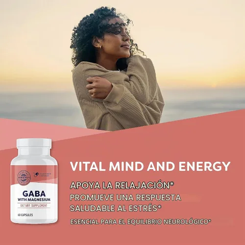 Vista 2 de Vimergy GABA con suplemento de magnesio para la calma, 60 cápsulas