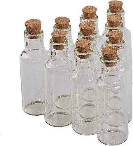 Vista 9 de Botellas de cristal transparente con tapón de corcho, para decoración de bodas