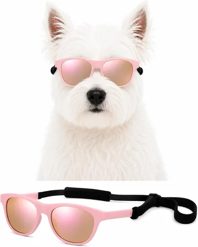 Vista 19 de G014 Retro 80s - Gafas de sol para perros y mascotas, taza de té, juguete de raza pequeña a mediana (12-25 libras, negro)