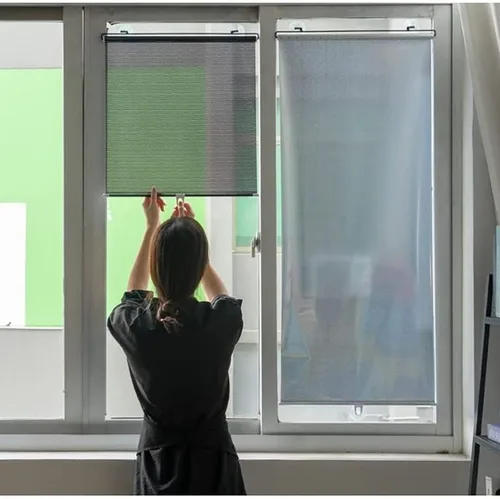 Vista 7 de 2 persianas enrollables para ventana con ventosas, persianas enrollables opacas de resorte, PVC, retráctil, protección solar, protección solar