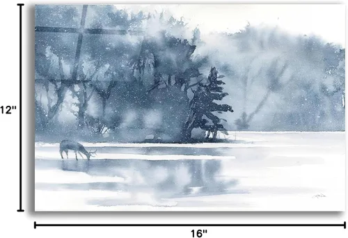 Vista 9 de Epic Art 'Winter Lake' de Katrina Pete, arte de pared de vidrio acrílico, 16 x 12 pulgadas