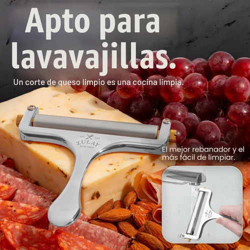 Vista 4 de Zulay Kitchen Cortador de queso de alambre de acero inoxidable, cortador de queso de mano ajustable con 2 cables adicionales, afeitadora de queso 01