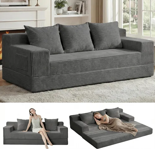 Vista 23 de Sofá cama convertible sin hueso de gran tamaño, sofá cama futón plegable, sofá cama tamaño Queen, sofá plegable sin hueso, sofá cama extraíble