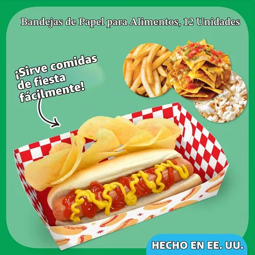 Vista 2 de Big Dot of Happiness Bandejas de comida para perros calientes, botes de comida desechables para verano, cumpleaños, barbacoa, fiesta de picnic