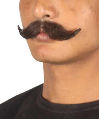 Vista 2 de HPO Hombres HandLebar Style Mustache Set Mixto Negro Cosplay Facial Hair