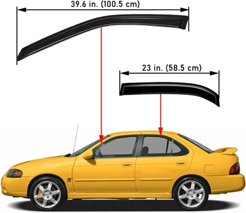 Vista 2 de Lightronic Visera de ventana de ventilación automática de montaje exterior extraduradera, se adapta a Nissan Sentra 2000-2006, protección UV
