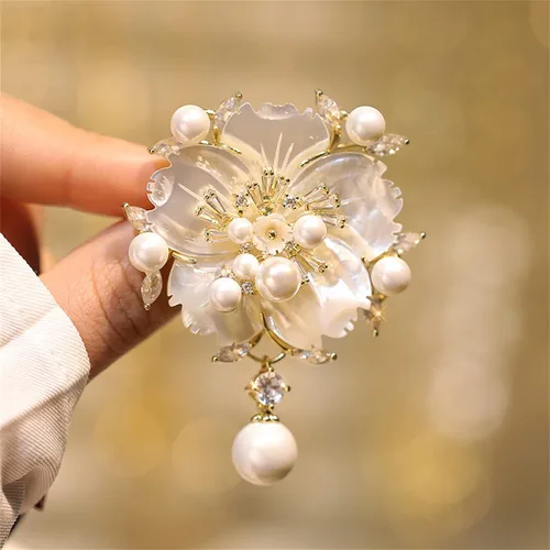 Vista 6 de Broche de la serie floral para mujer, moda grande, broches y alfileres de disfraz para regalo de Navidad