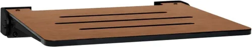 Vista 15 de Seachrome Asiento de ducha plegable Silhouette Slimline de 18 pulgadas, para montaje en pared, asiento rústico de teca con marco plateado