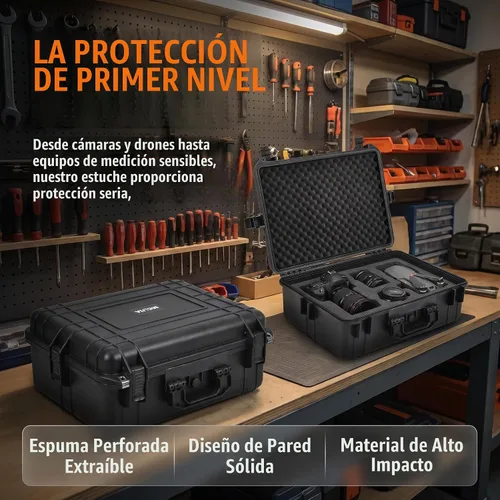Vista 9 de MEIJIA Funda rígida protectora impermeable portátil, funda para cámara con espuma de ajuste personalizable insertada, apta para uso con drones
