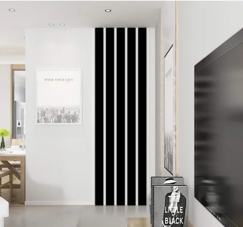 Vista 4 de 10 calcomanías de pared de espejo, diseño a rayas, espejo, azulejos artísticos, decoración de bricolaje autoadhesivas, línea de pared, calcomanías
