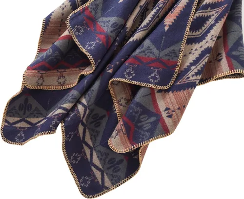 Vista 6 de Urban CoCo - Chal para envolver o capa para mujer, con bloques de colores, parte delantera abierta Azul marino
