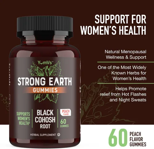 Vista 3 de YUM-V'S Strong Earth - Raíz de cohosh negro de 50 mg (60 unidades) - Extracto natural para la menopausia suplementos para sudores nocturnos