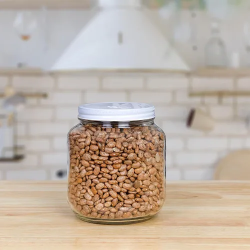 Vista 2 de Cornucopia Brands Tarro de vidrio transparente de boca ancha de 64 onzas, libre de BPA de grado alimenticio con tapa de metal (medio galón); tarro