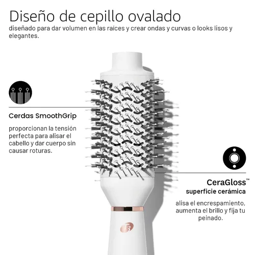 Vista 8 de T3 AireBrush One Step Smoothing and Volumizing Hair Blow Dryer Brush, for Fast Drying and Styling with Multiple Heat and Speed Settings, Ceramic and