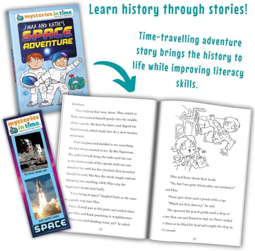 Vista 5 de Mysteries in Time Space - Paquete de actividades para niños de 6 a 11 años, con libro de historia y revista, perfecto para avión sin pantalla