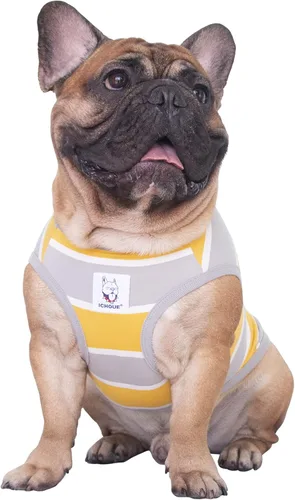 Vista 34 de iChoue - Camisetas de rayas de algodón 100% transpirable para Bulldog francés, chaleco de Halloween para perros medianos, camisetas Frenchie Pug