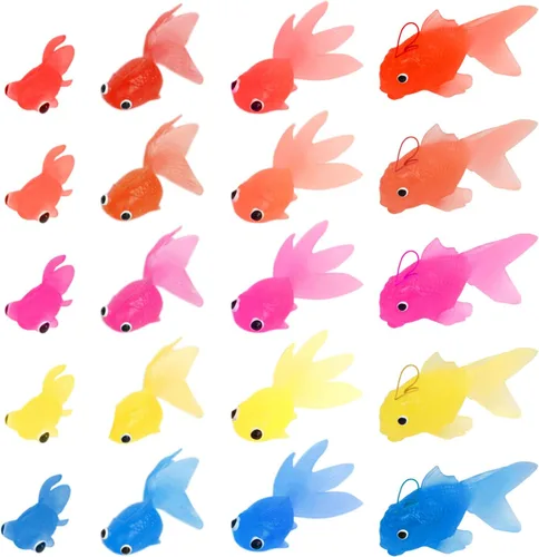 Vista 2 de 20pcs Goldfish Pet Fish para gato juguete – Mini Goldfish natación en el agua – Novedad impermeable niño juguete de natación