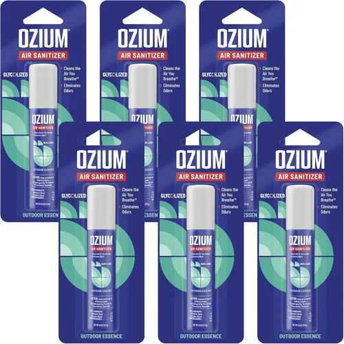 Vista 13 de Ozium Spray desinfectante de aire, eliminador de olores de habitación para el hogar, automóvil y oficina, negro carbón, lata de 0.8 onzas, paquete