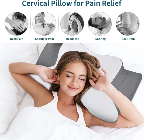 Vista 3 de Almohada Cervical de Cuello - Almohada de Cama Ergonómica para Alivio del Dolor de Cuello, Almohada Ortopédica de Contorno para Dormir de Lado