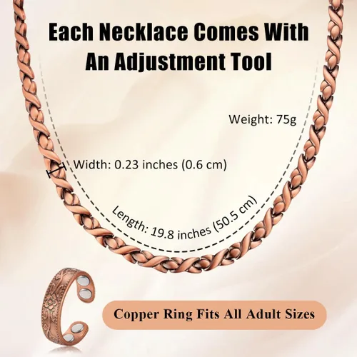 Vista 4 de Vicmag Juego de 4 anillos magnéticos de cobre para mujeres y hombres, joyería magnética para bienestar y alivio de tensión del cuello, 99.9% cobre