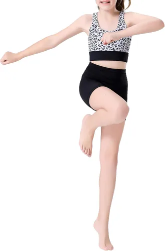 Vista 3 de Swdarz Pantalones cortos de gimnasia para niñas, para voleibol, animación, ballet, elastano