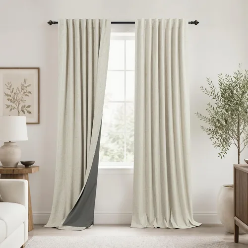 Vista 43 de KOUFALL - Cortinas de medio estilo francés de lino para ventana, juego de 2 cortinas cortas de 40 pulgadas de longitud, para privacidad, cortinas