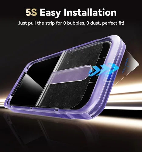 Vista 6 de Opxyl Protector de pantalla de privacidad de vidrio 9H+ para iPhone 15 Pro Max [Protección confiable de privacidad de 25°]