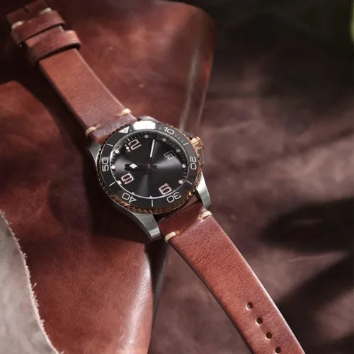 Vista 2 de REZERO - Correa de reloj de liberación rápida, correas de reloj de cuero de grano superior para hombres y mujeres, 0.709in, 0.787in, 0.827in