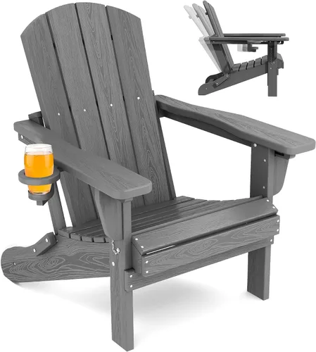 Vista 16 de SERWALL Silla Adirondack plegable ajustable, silla Adirondack reclinable con 3 posiciones reclinables, HDPE para todo tipo de clima, Adirondack