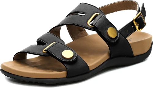 Vista 7 de Littleplum Sandalias ortopédicas para mujer, con soporte de arco, cómodas, planas, ajustables, para caminar, verano, playa