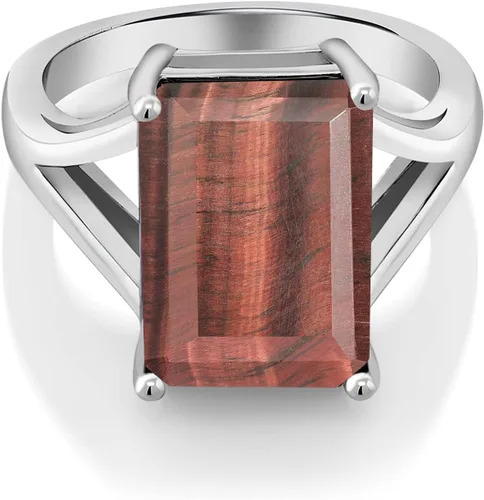 Vista 100 de Gem Stone King Anillo de compromiso solitario con piedra preciosa de corte esmeralda de 0.551 x 0.394 in para mujer, plata de ley 925, anillo