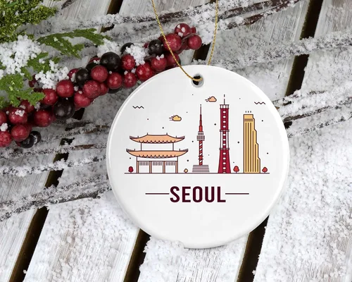 Vista 2 de HTDesigns Adorno de Navidad de Seúl – Capital de Corea del Sur – Decoración de Navidad – Regalos de Seúl