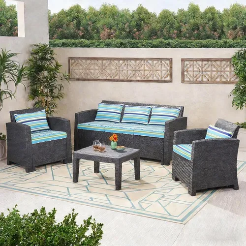 Vista 6 de Cojines de exterior con almohadas de respaldo, 24 x 24 pulgadas, resistentes con cremallera, cojines para muebles de patio, sillas de comedor