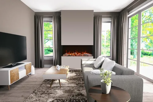 Vista 7 de 60-TRU-View-XL XT - Chimenea eléctrica de 3 caras de 60 pulgadas, calentador de chimenea de vidrio de 3 lados con control remoto y temporizador de 8