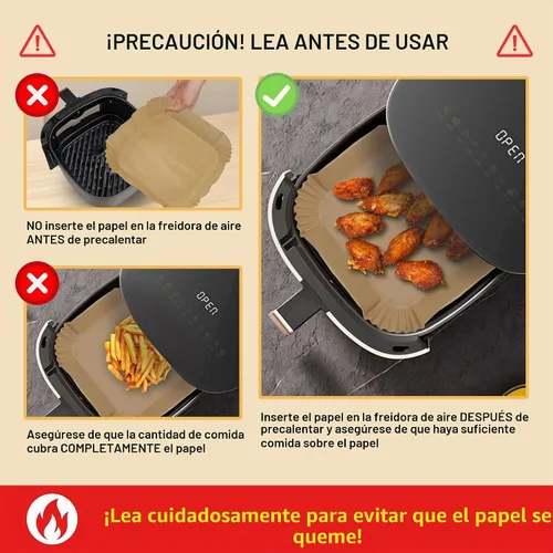 Vista 7 de Boribim Revestimientos de papel para freidora de aire de 8 pulgadas, 360 forros desechables cuadrados para freidora de aire, accesorios para 8