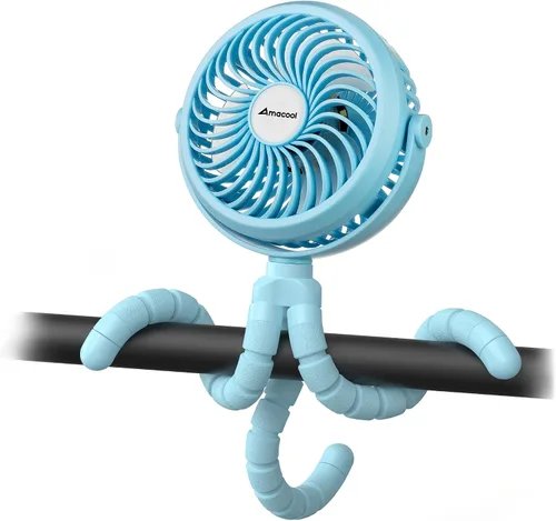 Vista 12 de AMACOOL Ventilador de cochecito a pilas, esenciales de viaje para bebés para la playa, Disney, para recién nacidos, regalos de baby shower, búsqueda