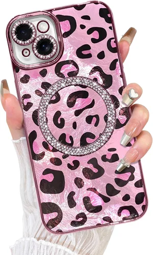Vista 26 de Fiyart Diseñado para iPhone 16 Pro Max, Funda Compatible con MagSafe, Estampado de Guepardo, Placa de Protección de Cámara, Magnético, Brillante