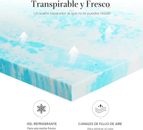 Vista 2 de [Usado] DUMOS Cubrecolchón de espuma viscoelástica tamaño individual, 3 pulgadas de grosor, almohadilla de gel refrescante con infusión de gel