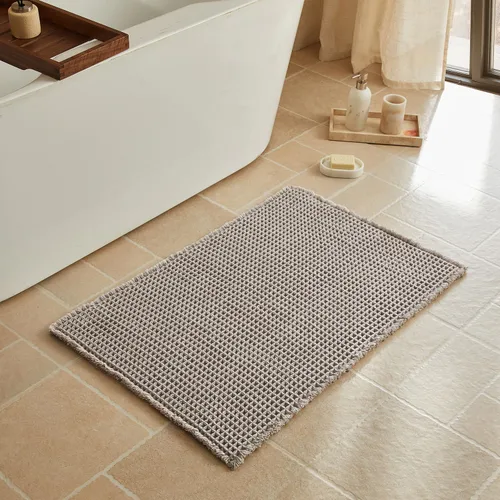 Vista 128 de Triohero Tapete de baño con diseño de gofre, tapete de baño pequeño y bohemio, antideslizante, lavable, ultra suave, súper absorbente, de secado