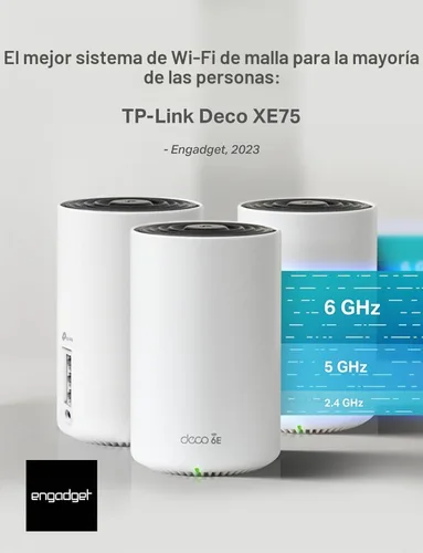 Vista 2 de TP-Link Deco XE75 AXE5400 Tri-Band WiFi 6E Mesh System - Cubre hasta 5500 pies cuadrados, reemplaza el enrutador y extensor WiFi, malla impulsada