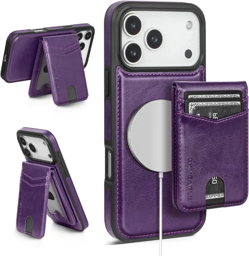 Vista 69 de SkyEagle - Funda tipo cartera compatible con MagSafe para iPhone 11, color negro Detachable Magnetic Credit Card Holder,RFID Blocking,PU