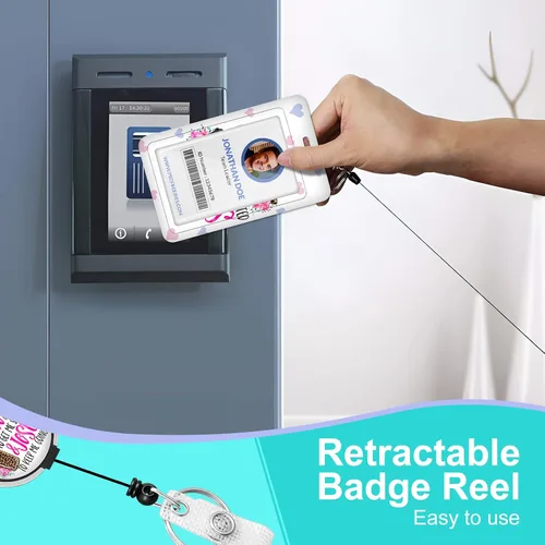 Vista 3 de Plifal Soporte para tarjetas de identificación con cordón y clip retráctil para cinturón, divertido llavero para amantes del café, extensor